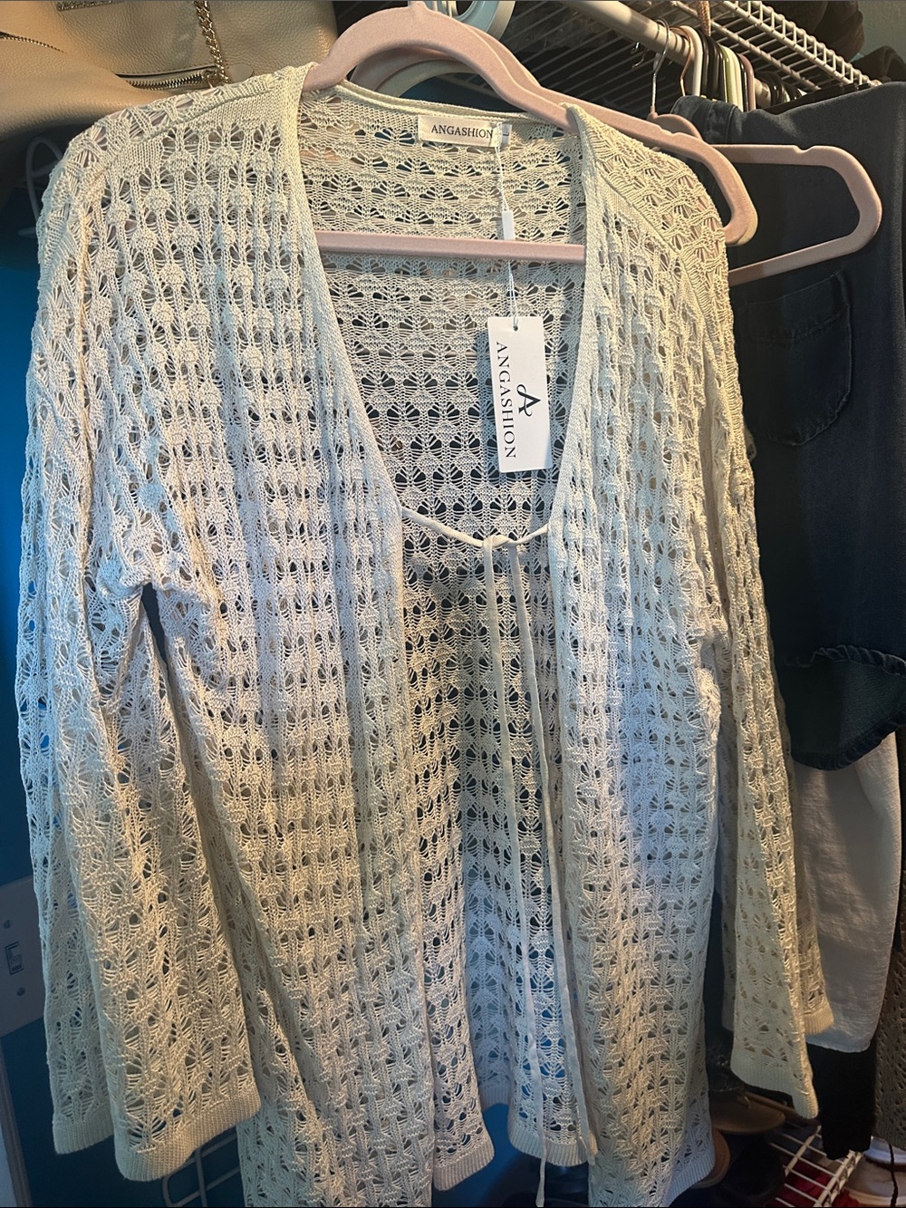 Cream Open-Knit Women’s Cardigan Sweater